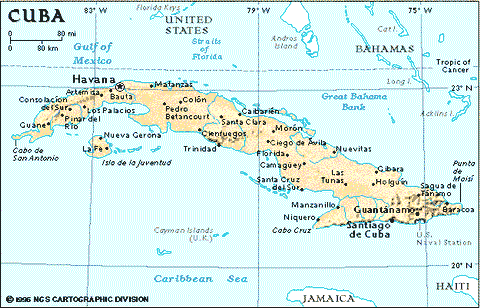 Carta geografica di Cuba