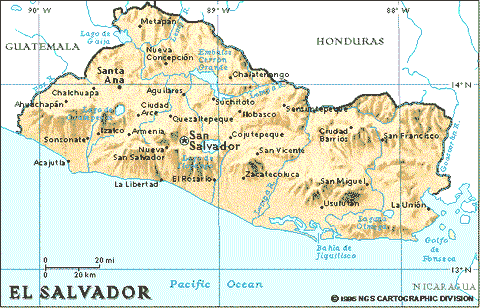 Carta geografica di El Salvador