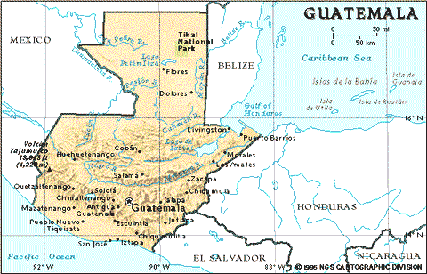 Carta geografica del Guatemala