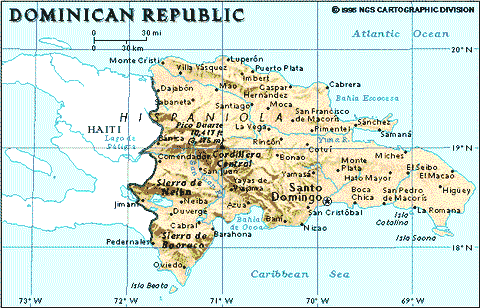 Carta geografica della Repubblica Dominicana