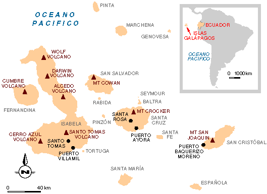 Cartina isole Galápagos
