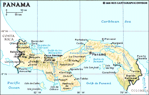 Carta geografica di Panama