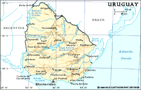 Carta geografica dell'Uruguay